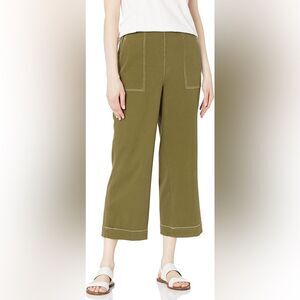 Lysse Jungle Khaki Jade Wide Leg Knit Denim Cropped Pants Size Medium